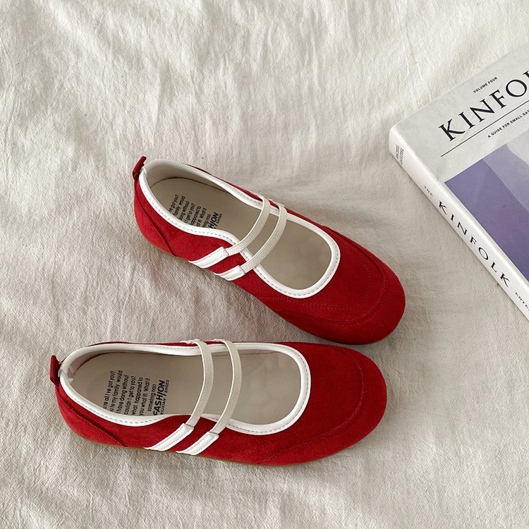 Double Drawstring Retro Round Toe Flat Bottom Shallow Mouth Casual Shoes foto 2