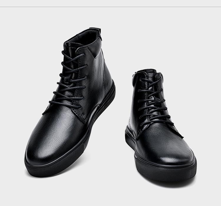 Plus Size High-top Board Shoe Men's Cowhide Casual Flat Martens Boots foto 4