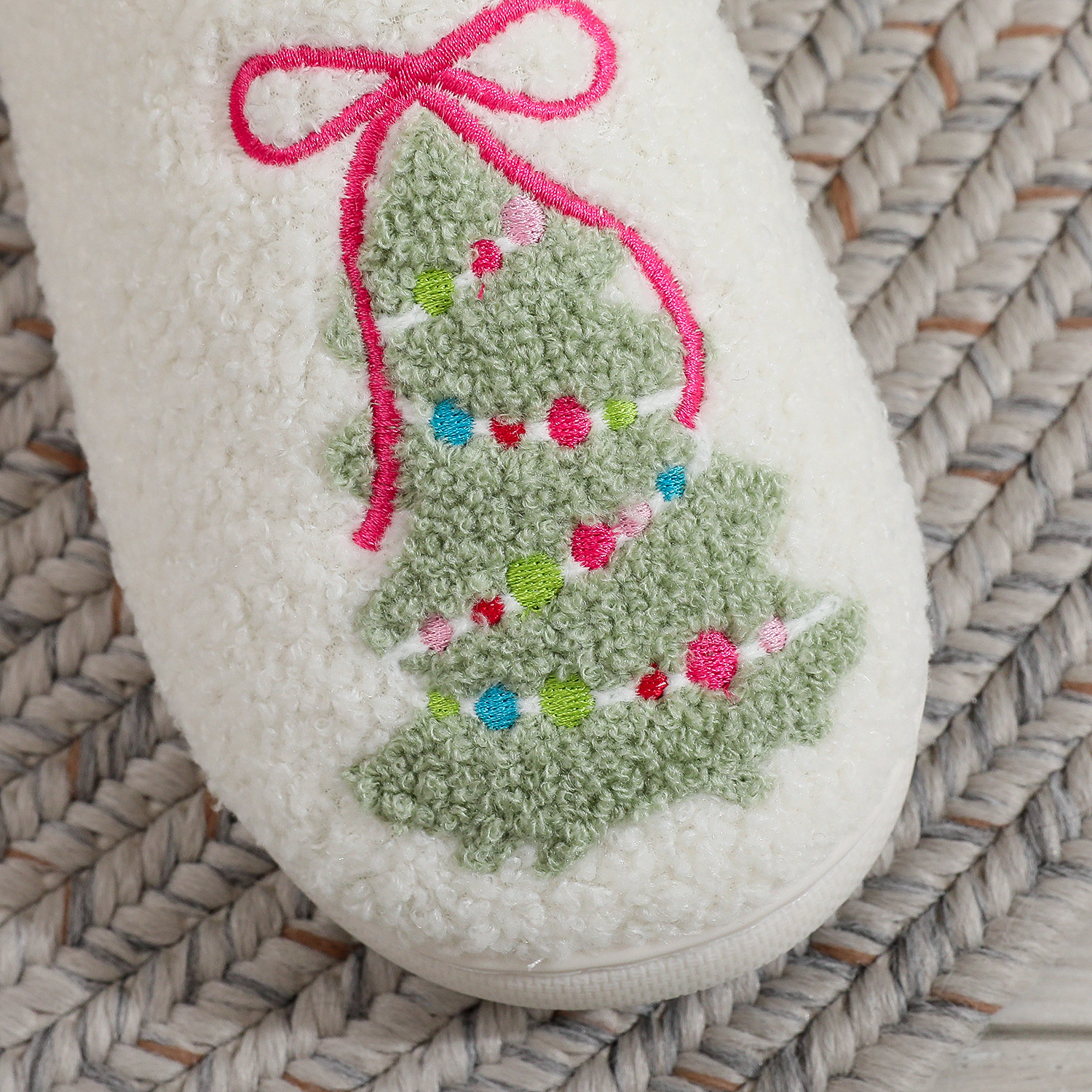 Fashion Bowknot Christmas Tree Cotton Slippers foto 4