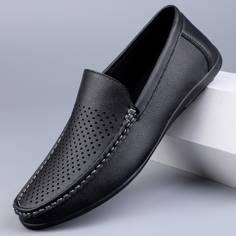 Men's Casual Style Loafers Low-top Soft Bottom White foto 4