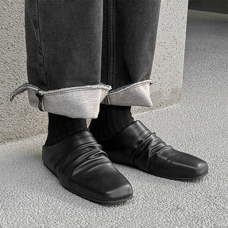 Slip-on Flat Semi-slippers Leather Shoes Couple foto 3