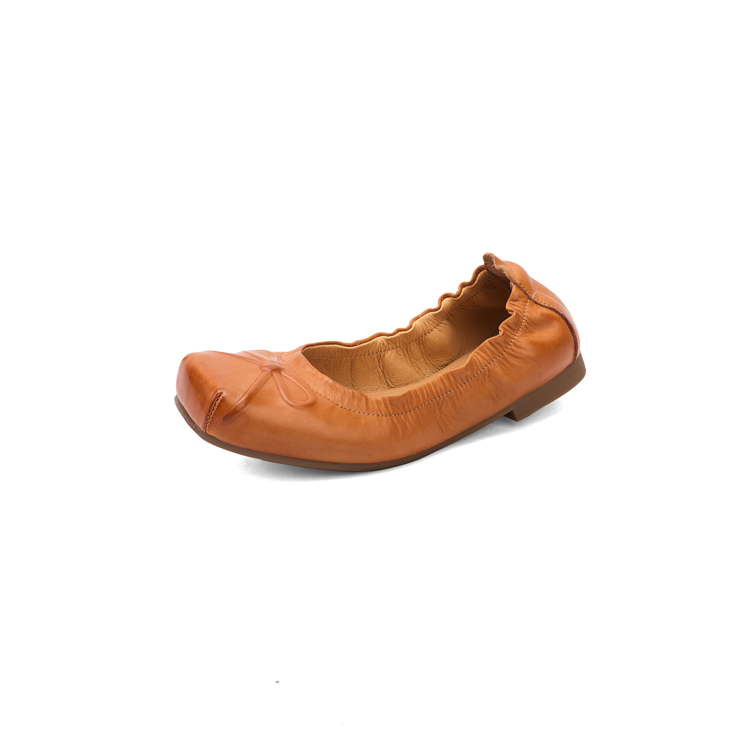 Women's Premium Full Grain Leather Ballet Flats, Square Toe Bow Slip-On Shoes For Women foto 5