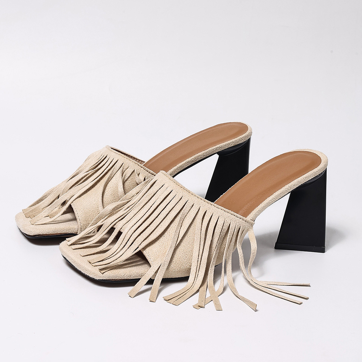 Sexy Womens Shoes Tassel Square-toe High Heels foto 2