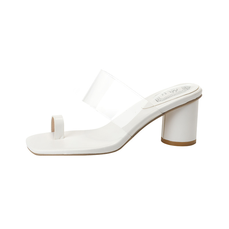 Toe Covering Transparent Ankle-strap Chunky Heel Outdoor Slippers foto 2