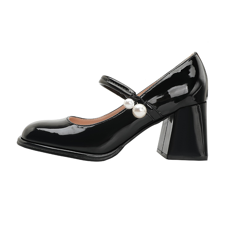 Mary Jane Shoes Women's Round Head Chunky Heel Plus Size High Heels foto 3