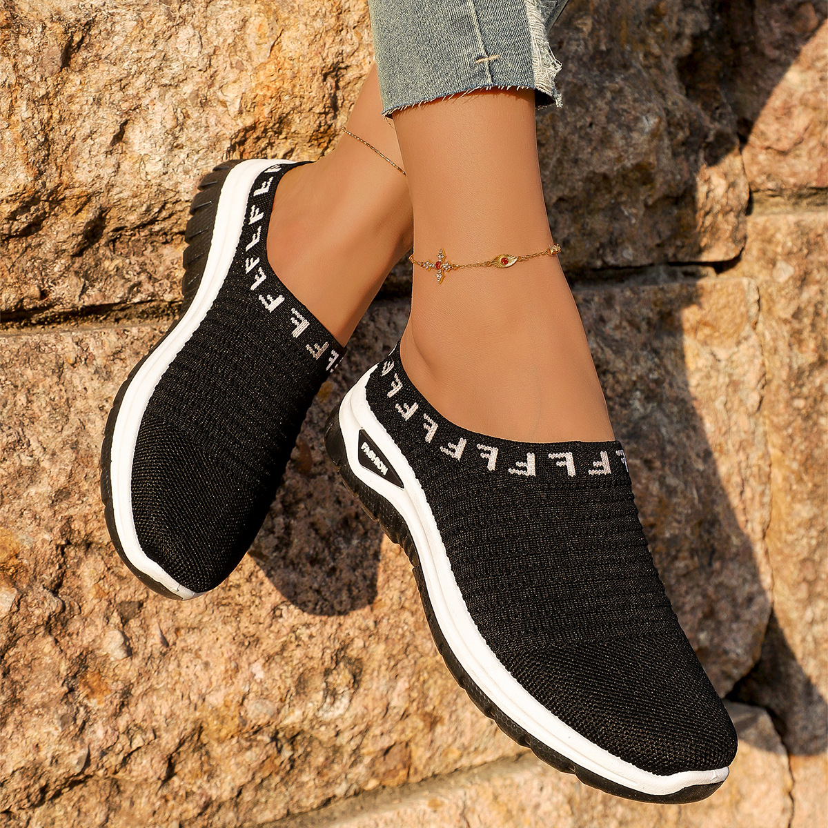 Baotou Semi-slip-on Casual Fashionable Versatile Chic Breathable Mesh Slip-on Pumps foto 2