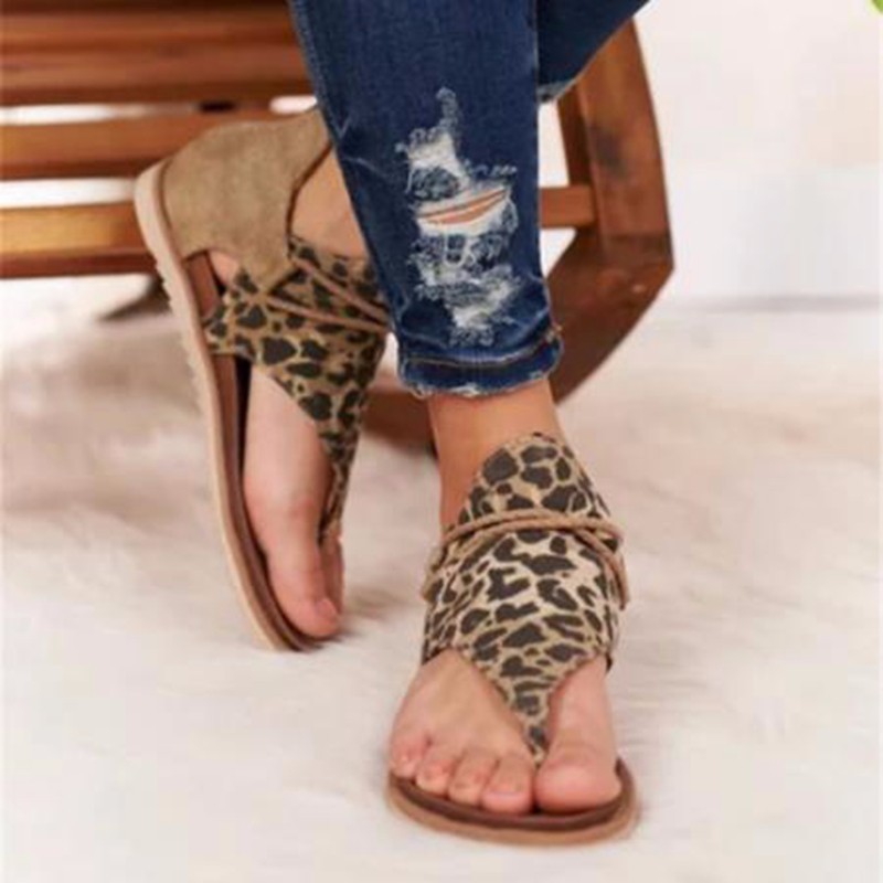 Flat Plus Size Leopard Back Zipper Sandals foto 2