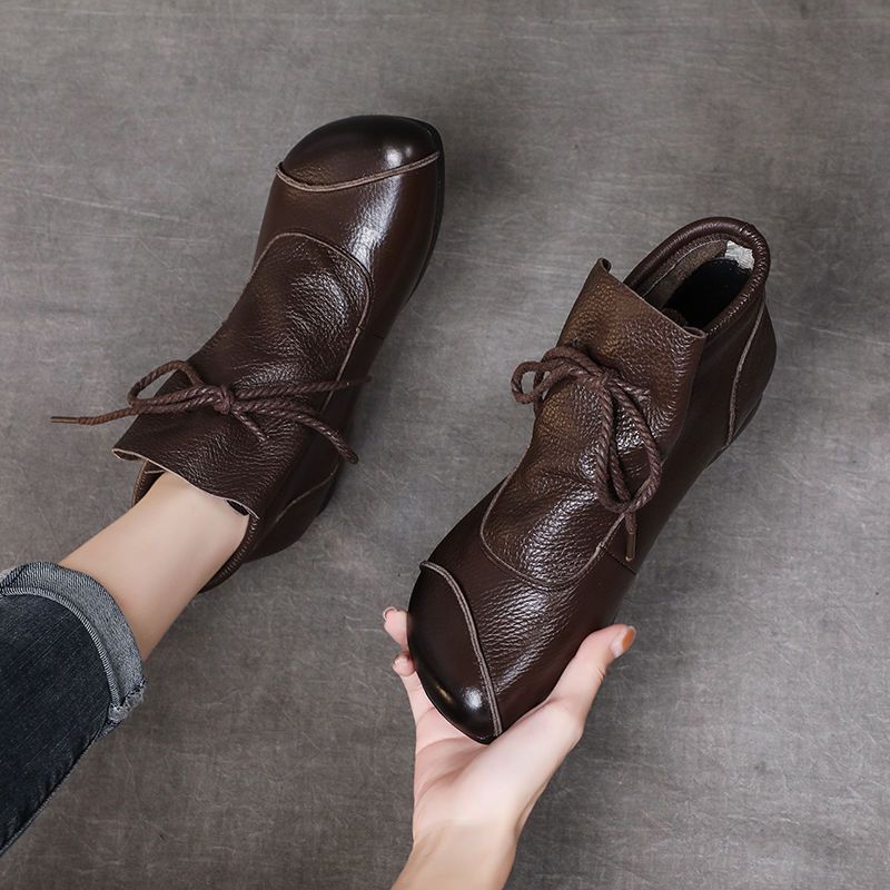 Genuine Leather Comfortable Soft-Soled SpringAutumn Handmade Retro Womens Boots foto 5