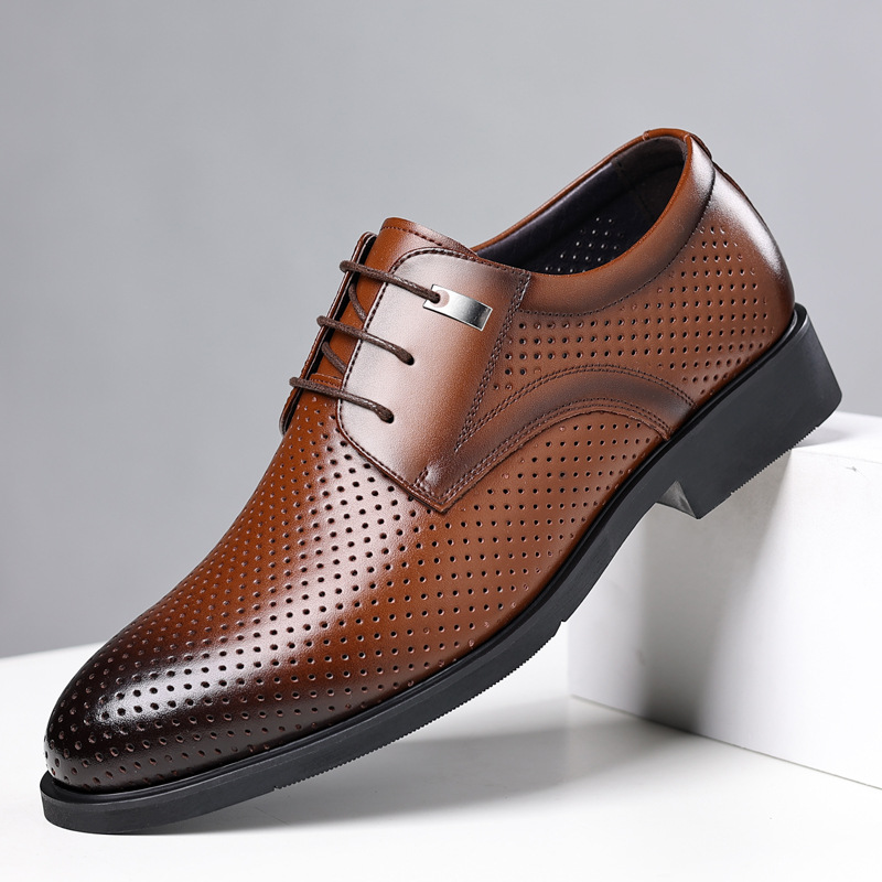 Men's Height Increasing Insole Formal Business Hollow Leather Shoes foto 5