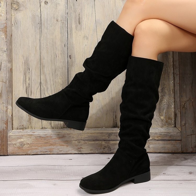 Plus Size Casual Suede Chunky Heel Boots foto 2
