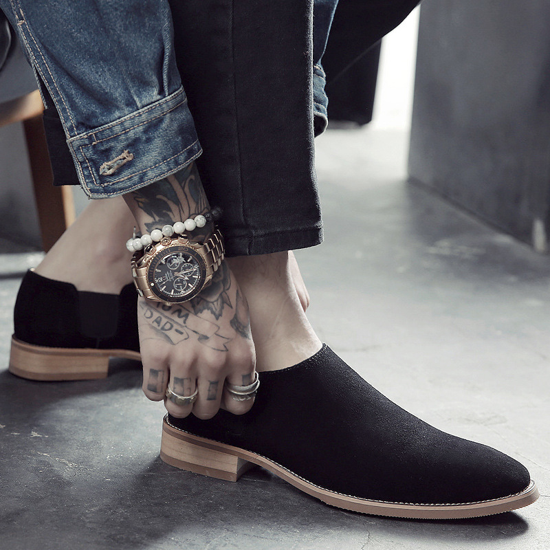 Korean Style Pointed Casual Shoes British Style Retro Suede foto 3