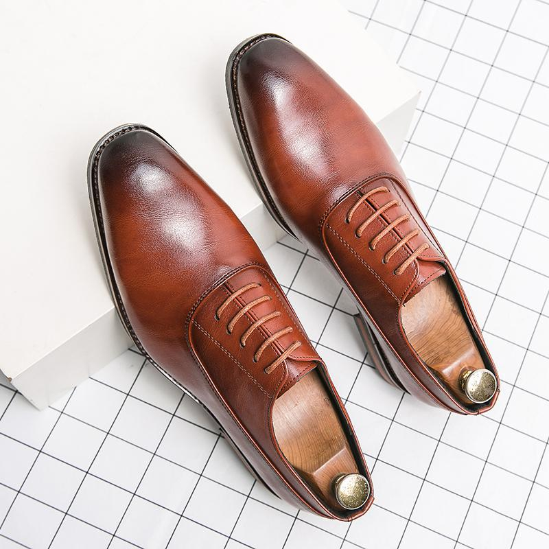 Fashion Casual Low Heel Men's Pointed Leather Shoes foto 2