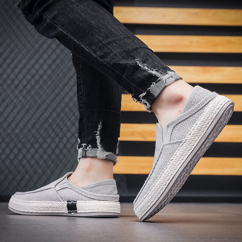 Linen Cloth Slip-on Lofter Casual Canvas Summer Stirrup Heel Men's Shoes foto 2
