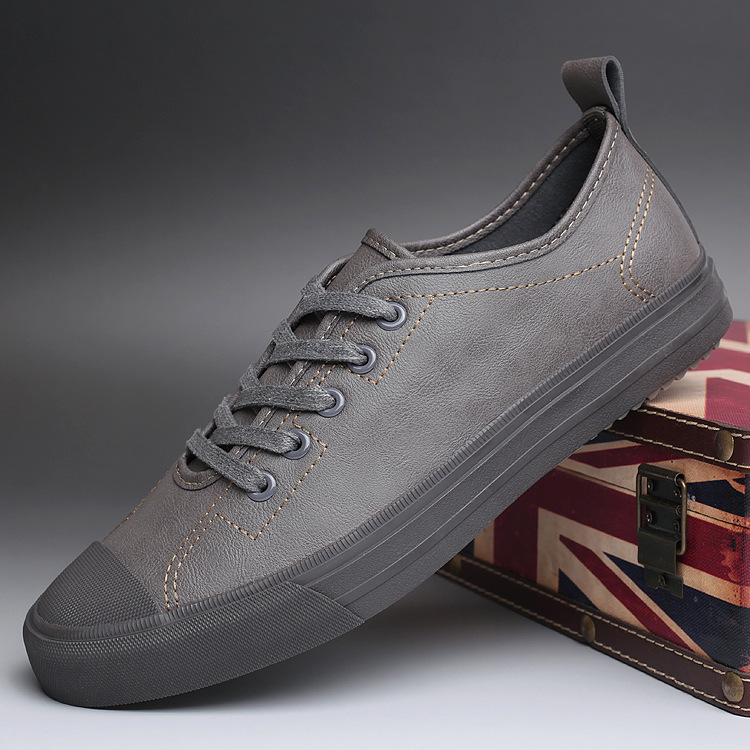 Men's Shoes Spring Tide Leather Surface Casual Shoes Flat foto 3