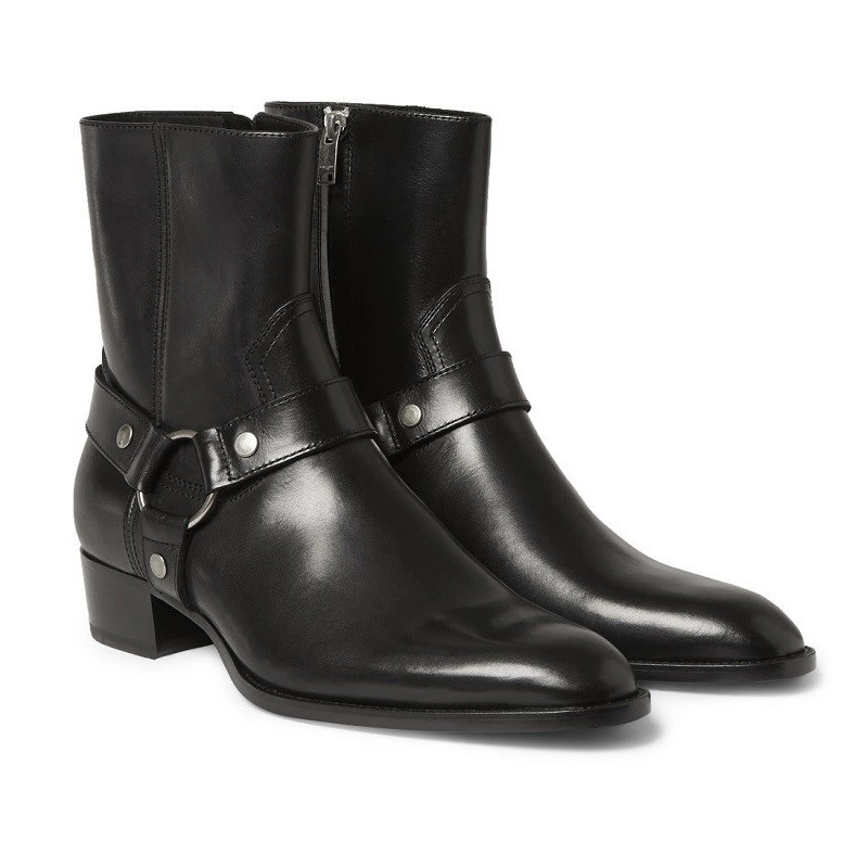 Pointed-toe Leather Martin Boots For Men foto 3