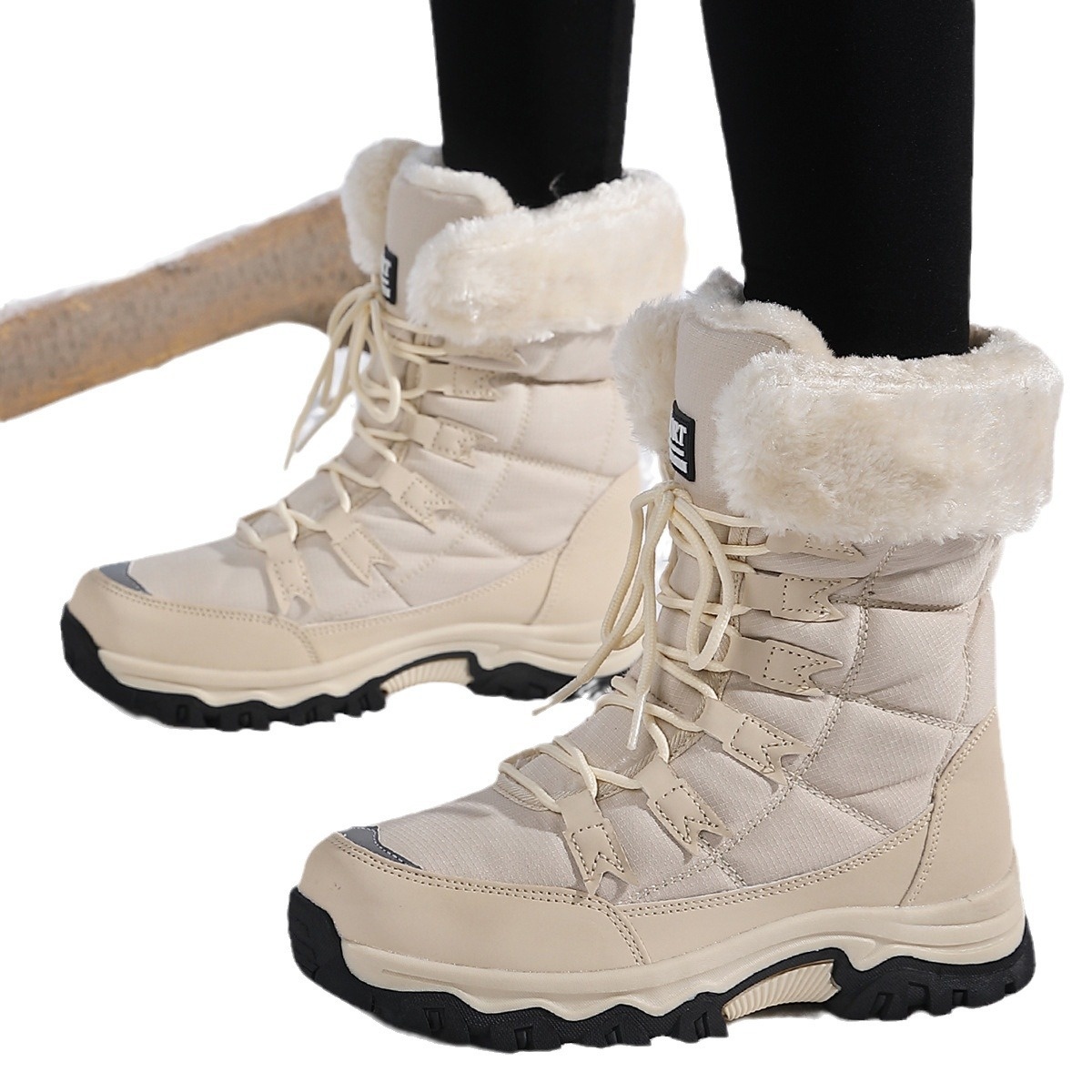 Womens Warm Mid-Calf Fleece-Lined Thick Cotton Shoes foto 4