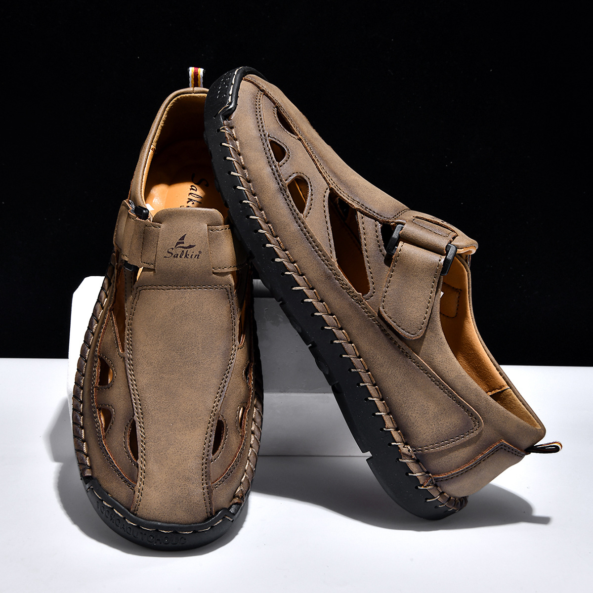 Breathable Hand-Sewn Mens Closed-Toe Sandals foto 4