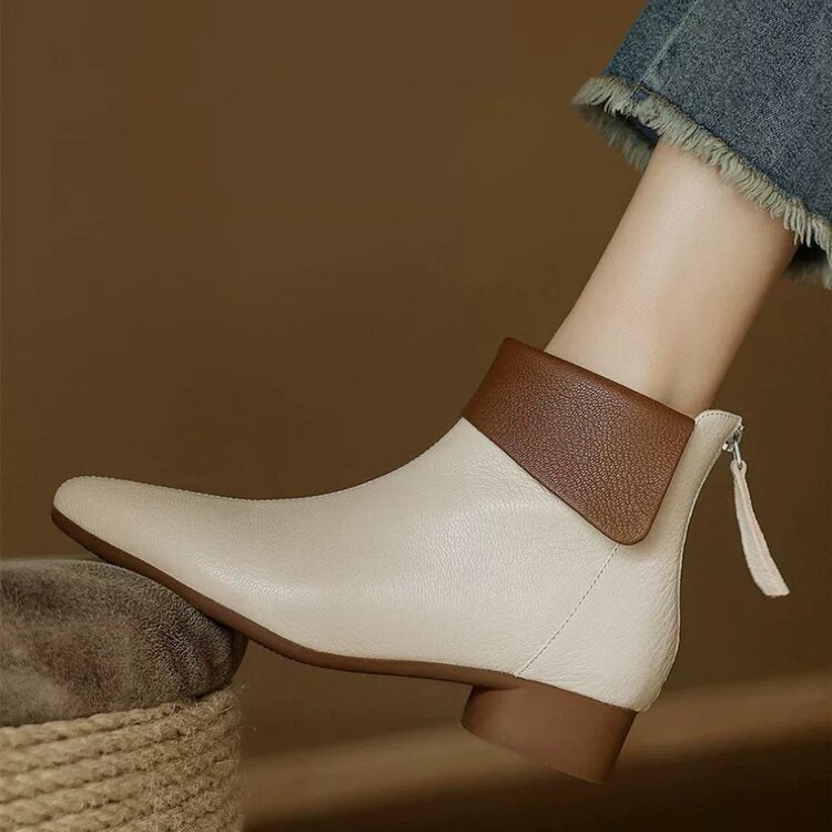 Women's Versatile Single-layer Cotton-lined French-style Martin Boots foto 4