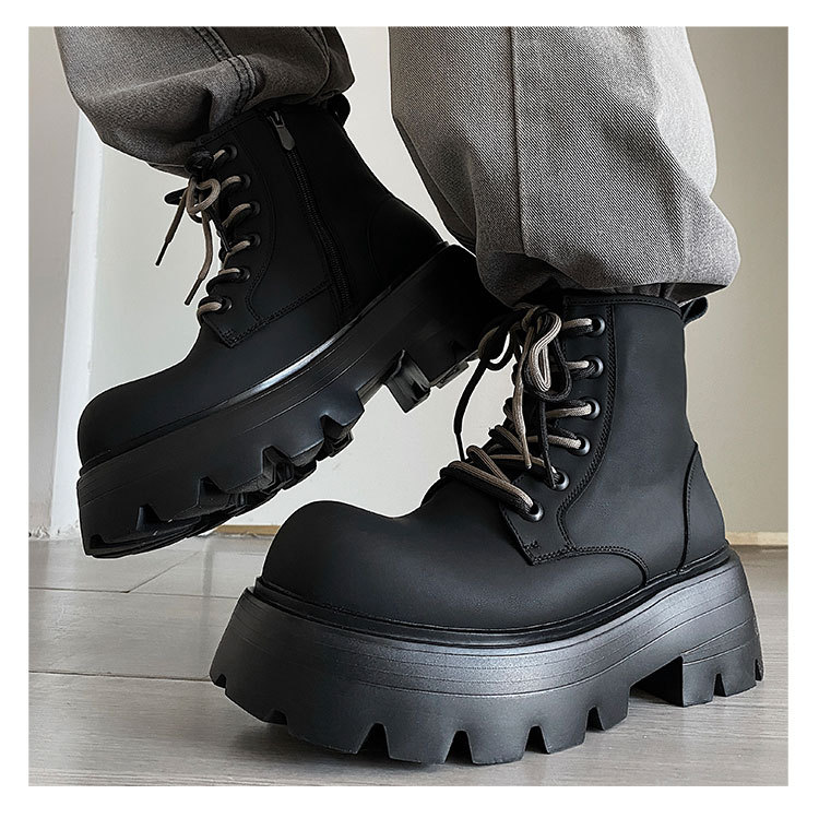 Martin Boots Height Increasing Lace-up Motorcycle High-top Leather Boots foto 3