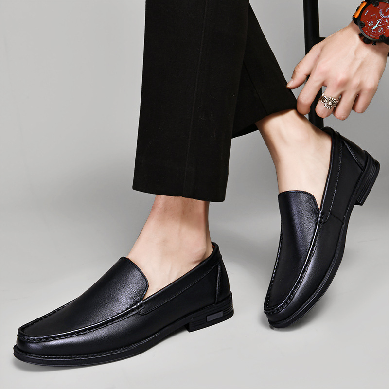 British Casual White Shoes Business Formal Wear Slip-on Hollowed-out Breathable Leather Shoes foto 5