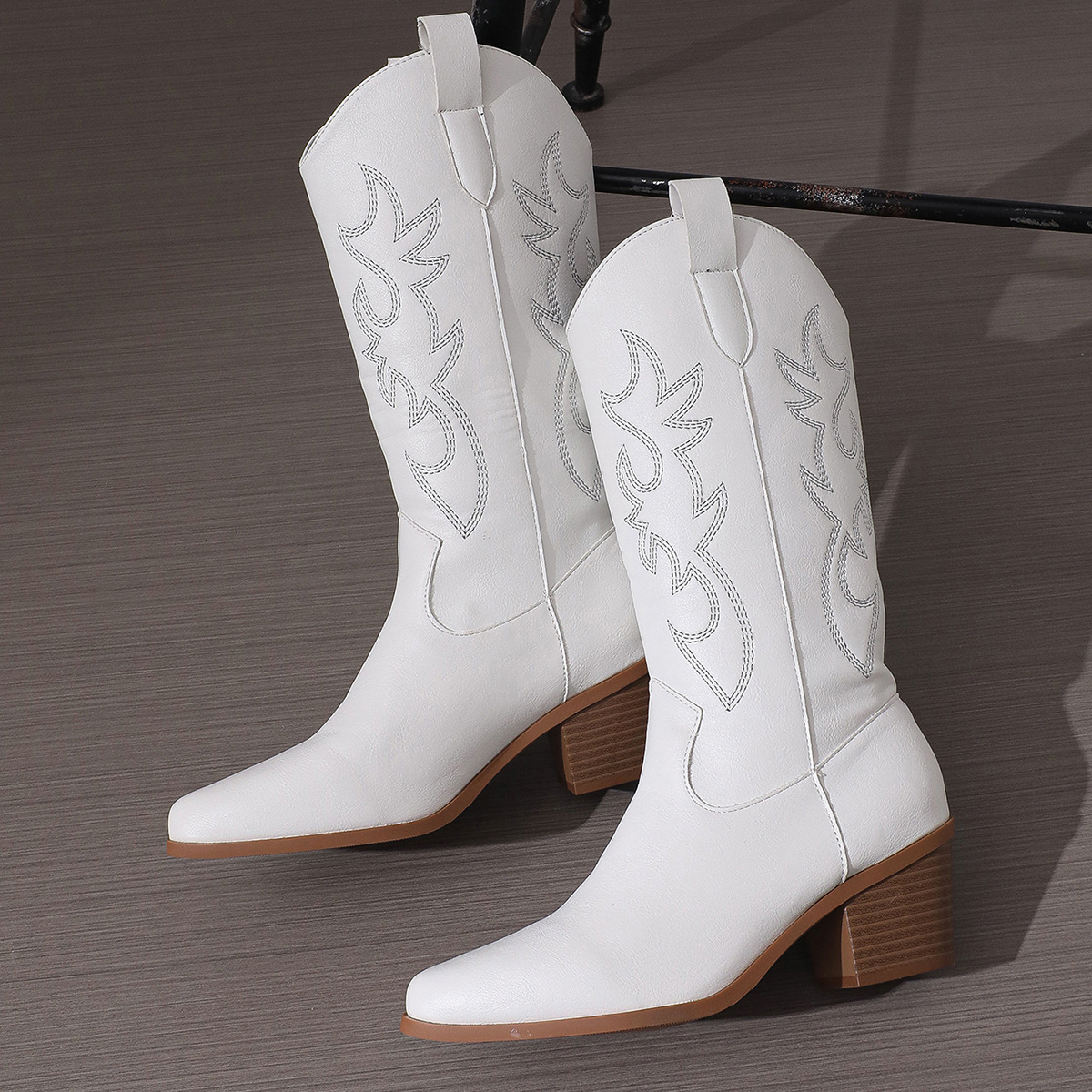 High Heel White Western Cowboy Knight Boots foto 4