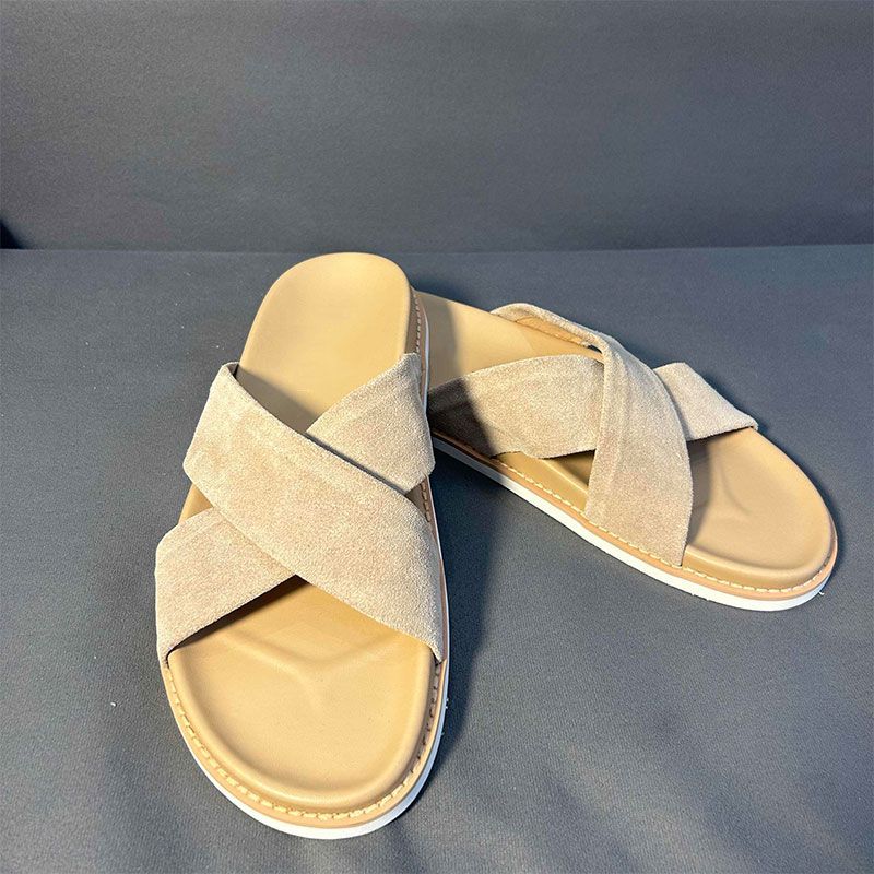 Leisure Sandblasted Suede Leather Men's Slippers foto 4