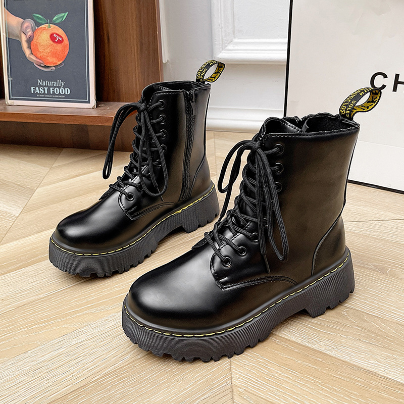 Versatile Lace-up Martin Boots With Thick Heels foto 4