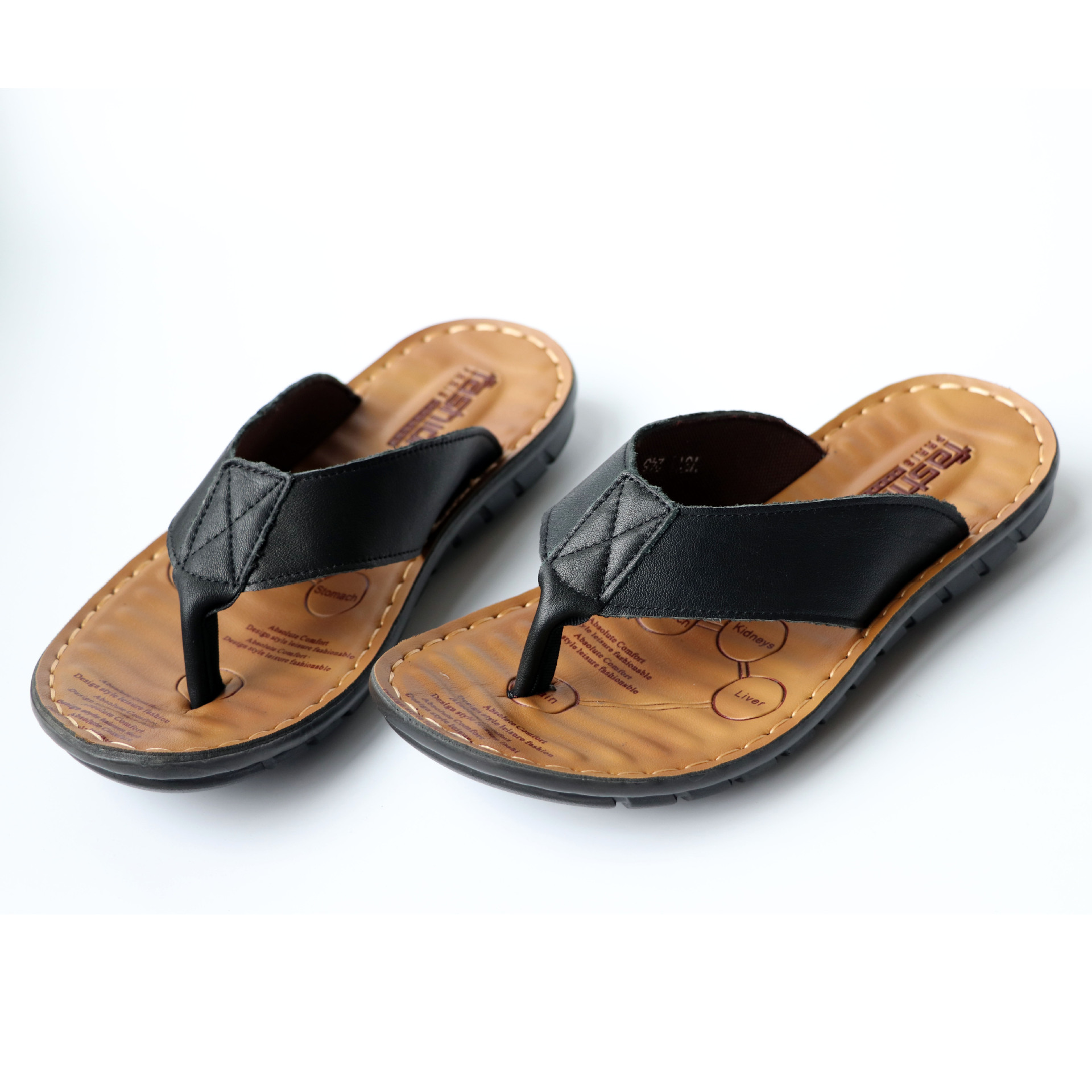 Summer New Cowhide Men's Flip Flops Sandals foto 2