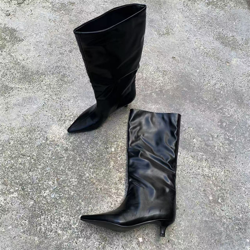 Women's Solid Color Fashion All-match Outer Wear High Tube Pointed Boots foto 3