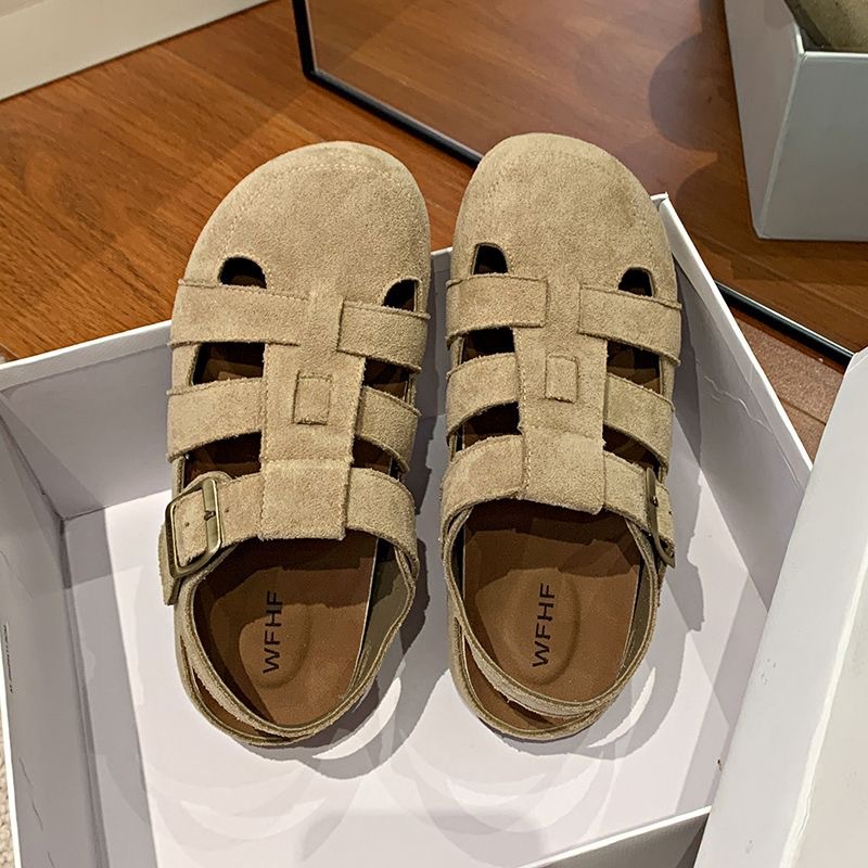 Retro Closed Toe Sandals Two-way Hollow-out Half Slippers foto 3