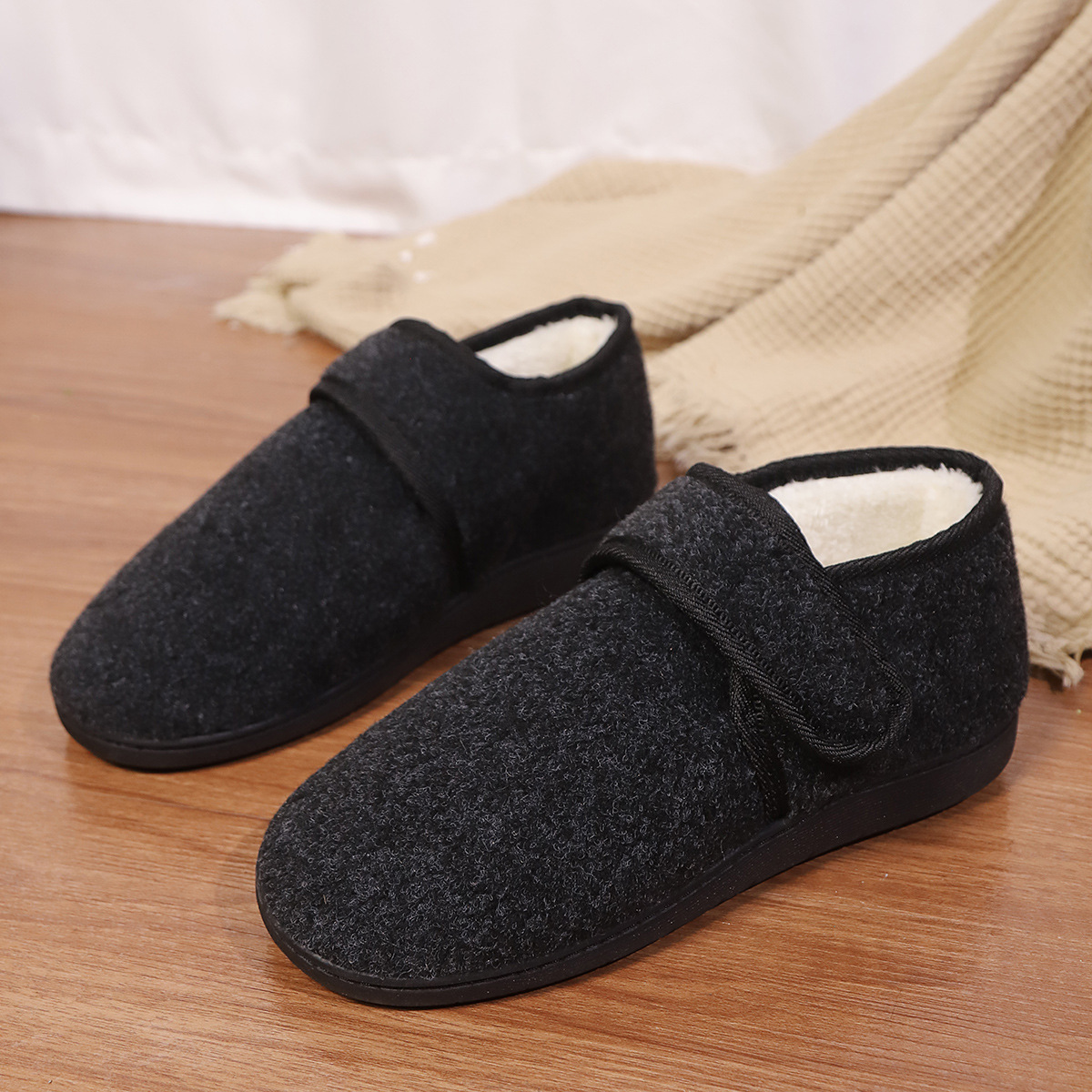 New Cotton Slippers Bag Heel Men's Winter Home Indoor Platform Warm foto 5