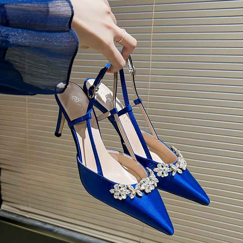 French Style Temperament Evening Dress High Heels Rhinestone Closed Toe Sandals foto 2