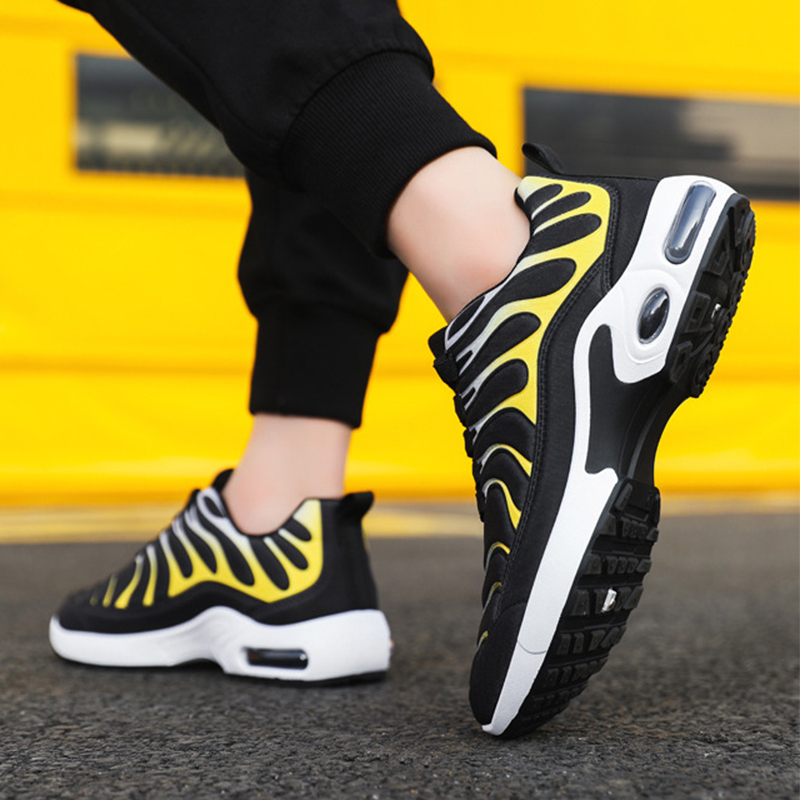 Color-blocked Sneakers Men Personalized Fashion Lace Up Air Cushion Sports Shoes Casual Outdoor Running Walking Shoes foto 2