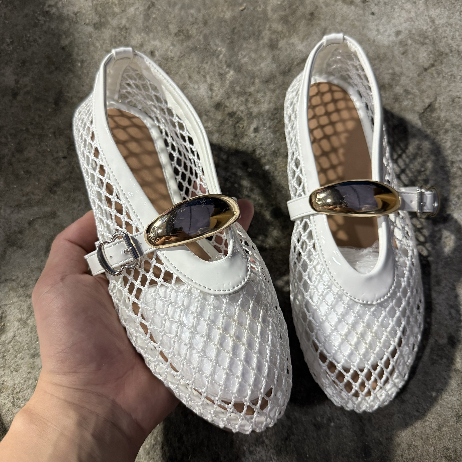Round-toe Fishnet Hollow-out Ballet Flats Fashionable And Flat foto 5