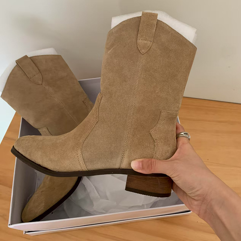 Pointed Toe Chunky Heel Western Cowboy Boot Women's Fashion Temperament foto 5