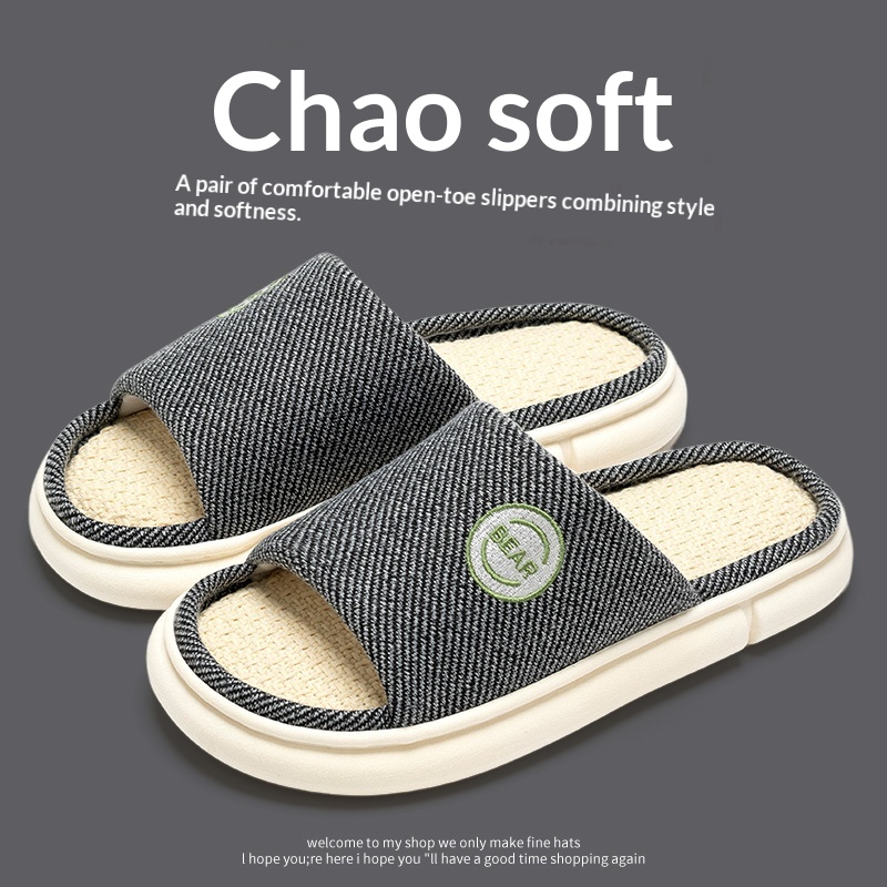 Household Spring And Autumn Indoor Home And Office Cotton And Linen Slippers foto 4