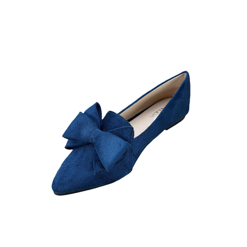 Women's Versatile Solid Color Bow Pointed Flat Shoes foto 2