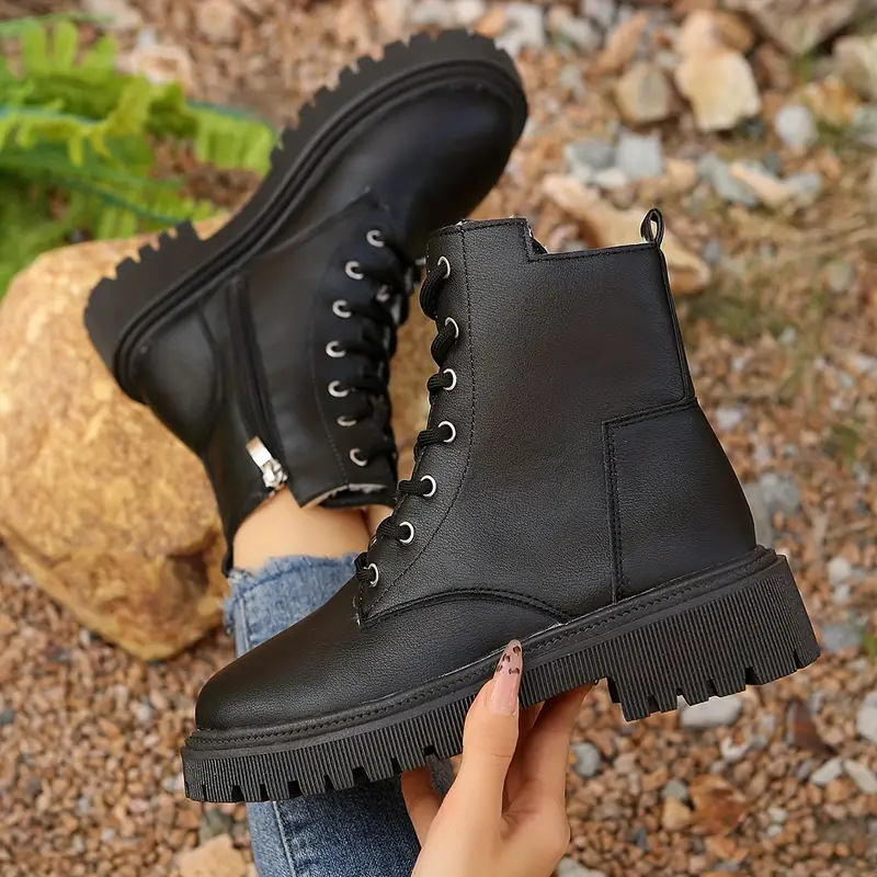 Versatile Motorcycle-style Ankle Boots With A Thick Sole foto 2
