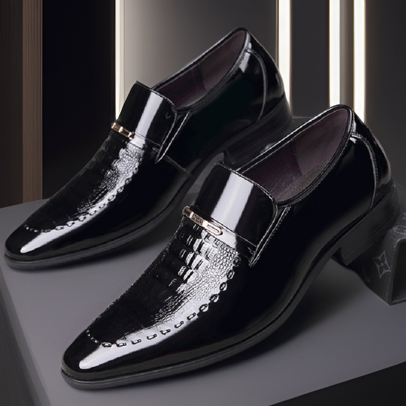 Men's Shoes New Crocodile Pattern Plus Size Patent Leather foto 4