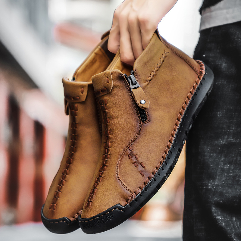 Men's Hand-stitched High-top Men's Shoes Large Size Outdoor foto 4