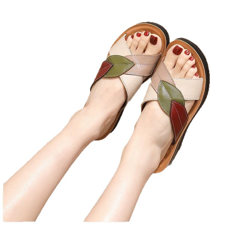 Slope Heel Soft Sole Versatile Shoes Fashionable Mom Sandals Flip Flops foto 5