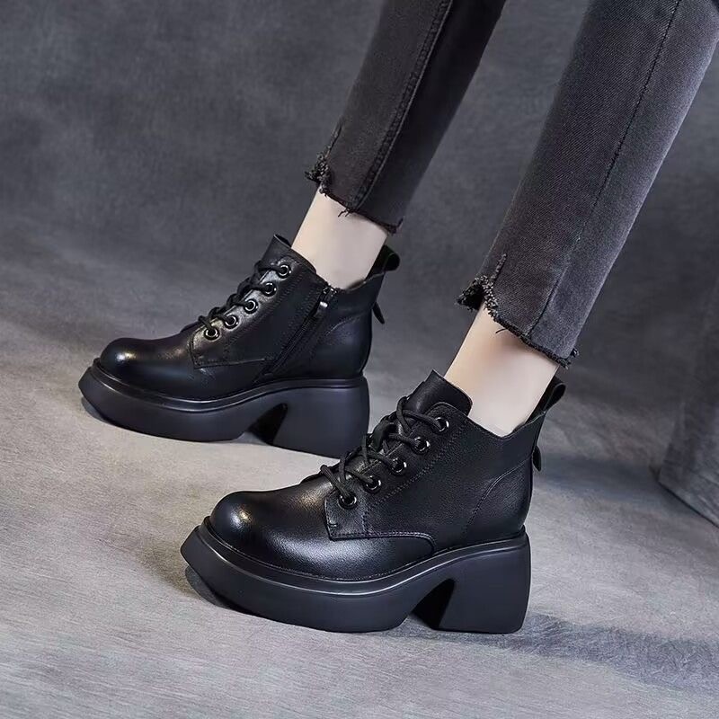 Womens Mid-calf Boots With Thick Chunky Heels foto 5