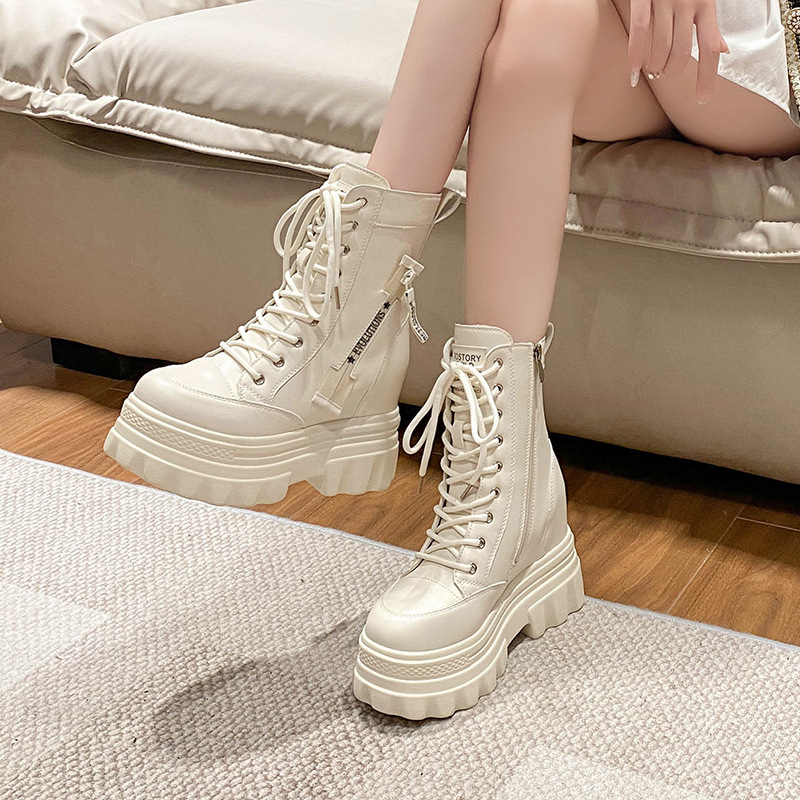 Womens Non-Slip High-Top Ankle Boots With Side Zipper And Laces foto 3