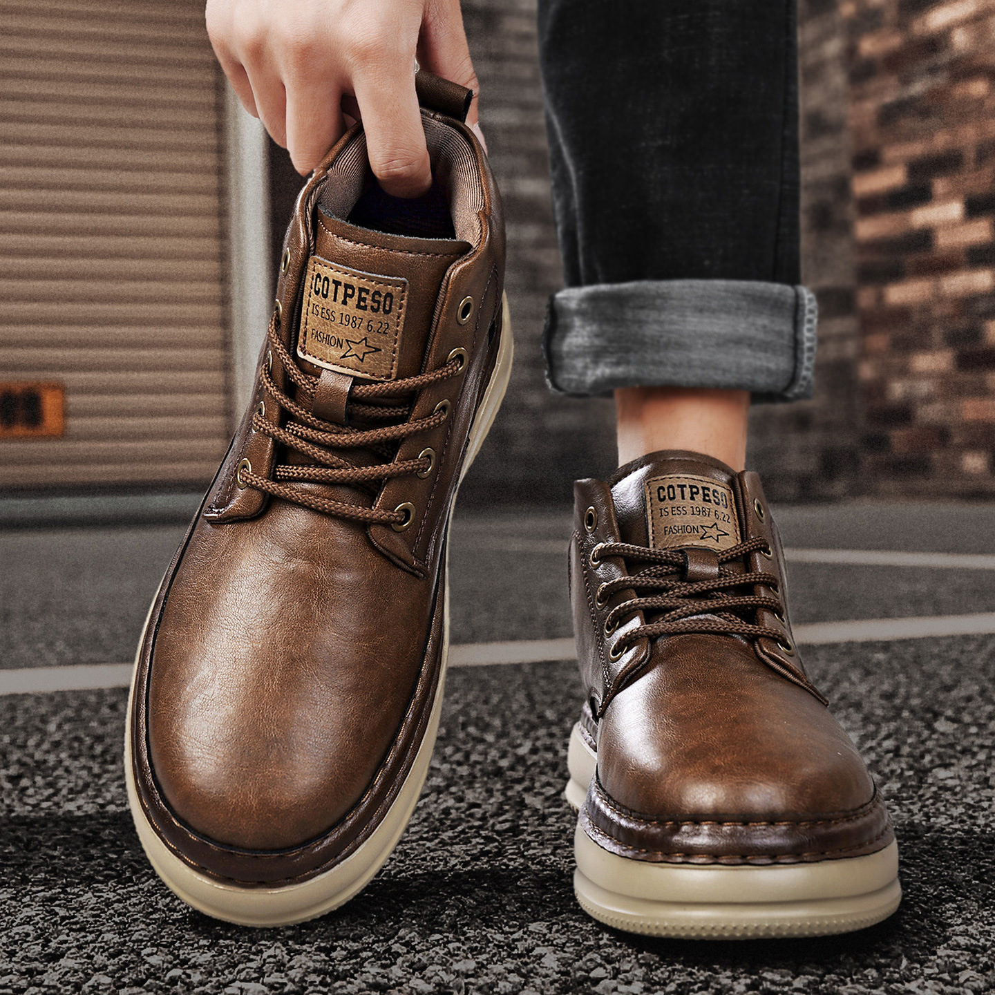 Retro Mid-top Boots Mens Casual foto 2