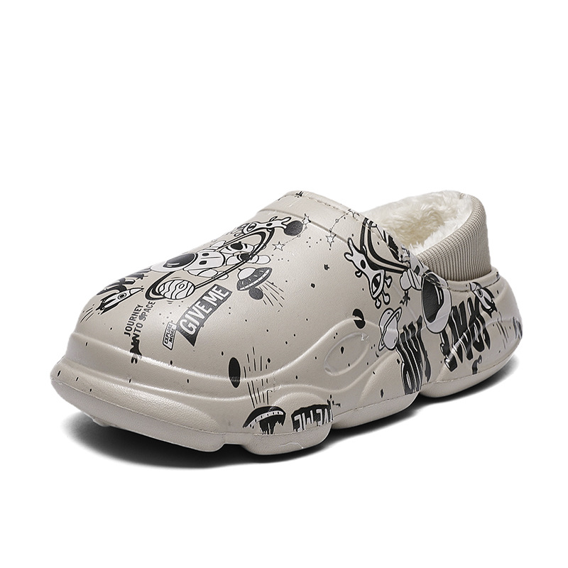 Fleece-lined Thickening Thermal Cotton Shoes Waterproof Non-slip Fur Integrated Men's Cotton Slippers foto 5