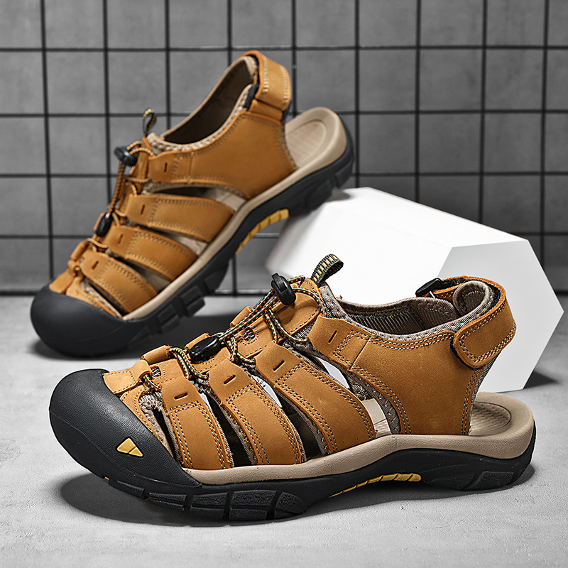 Top Layer Leather Plus Size Men's Beach Sandals foto 5