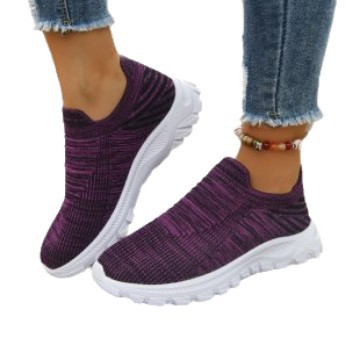New Mesh Flyknit Low-top Slip-on Sneakers With A Thick Platform Wedge For Women foto 5