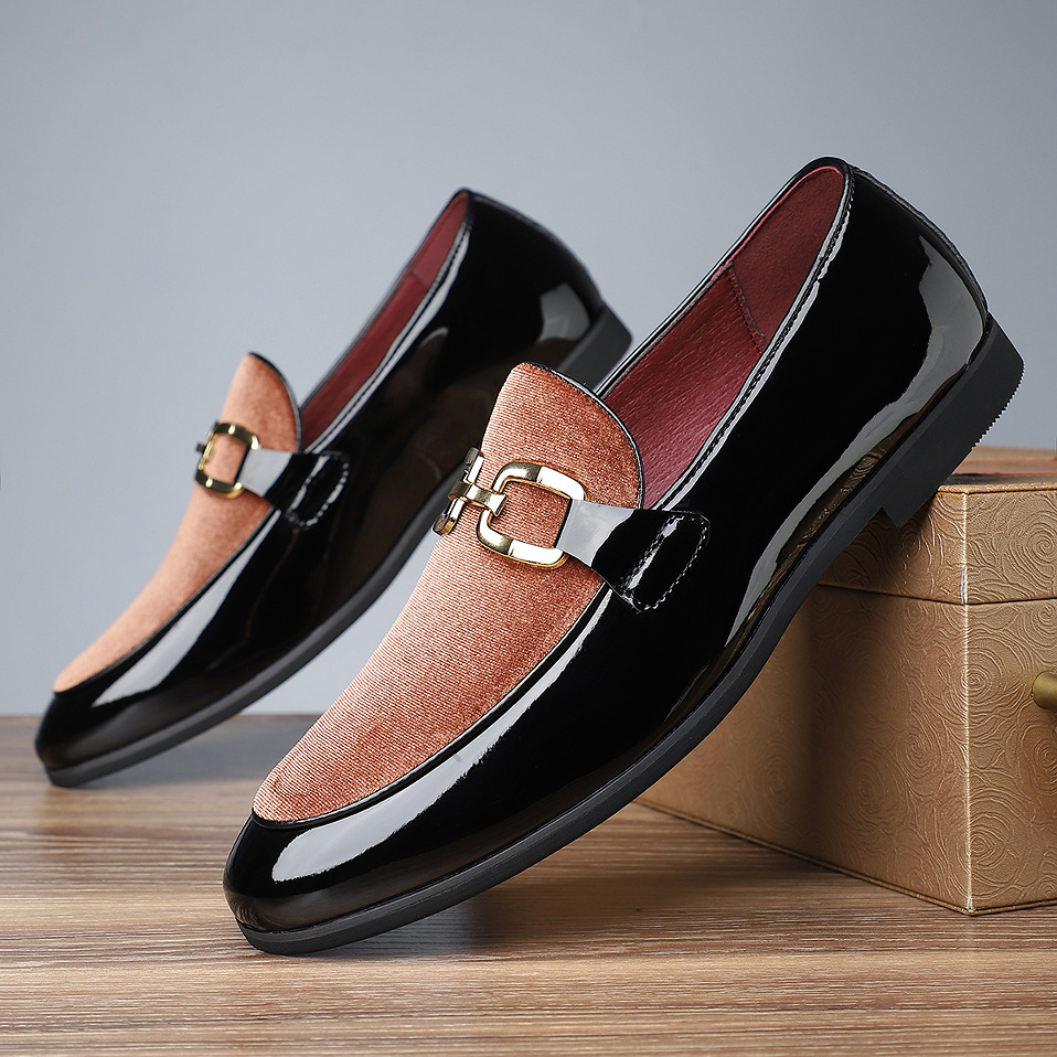Men's Glossy Pointed British Style Frosted Suede Business Casual Leather Shoes foto 3