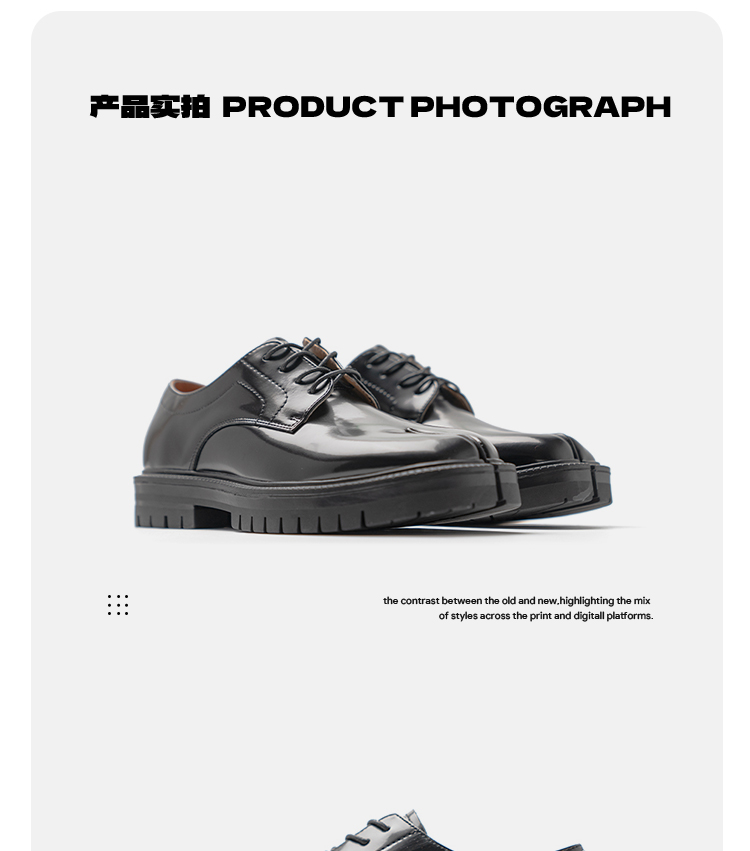 Personalized Low Cut Thick Sole Casual Split Toe Leather Shoes foto 4