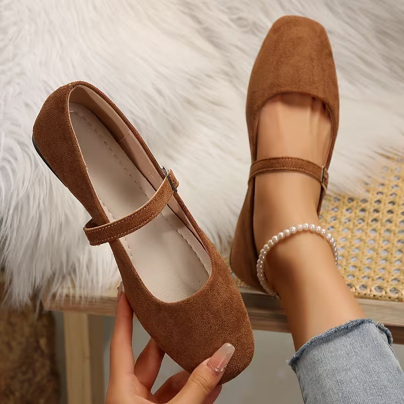 Rubber-soled Flat Vintage Genuine Leather Mary Jane Pumps foto 3